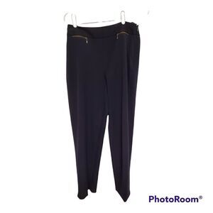 Talbots 8P Hampshire Side-Zip Dress Pants Navy Blue Petites Work Stretch